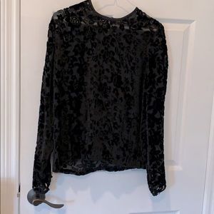 Women’s J Crew Black Lace Long Sleeve Blouse
